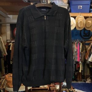 Vintage Black Zip-Up Sweater for Men